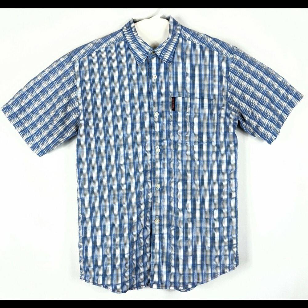 Mens Small Gingham Shirt Tommy Hilfiger Blue Plaid